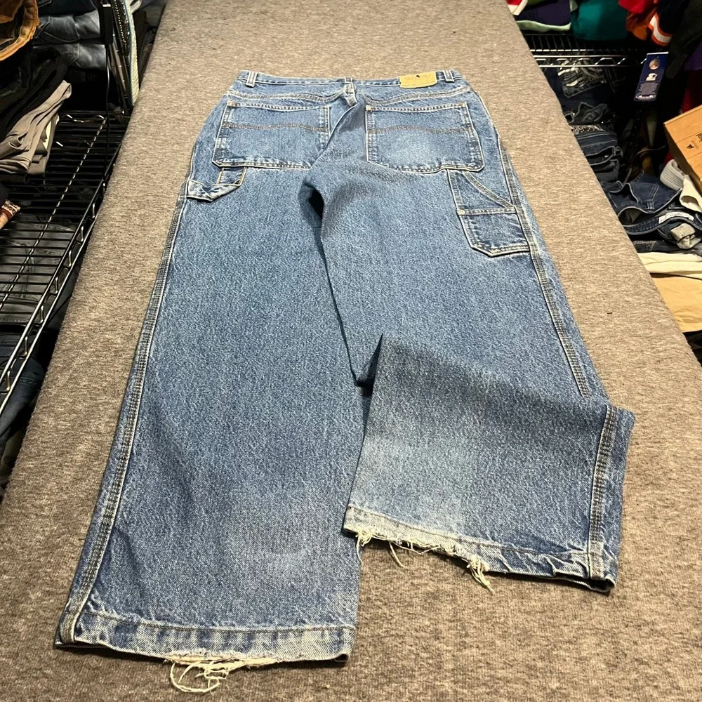 Utility Quality Clothing Mens Baggy Carpenter Jeans Blue Denim Y2K 33x30 0509A